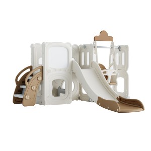 INFURNIC Baby Activity Gym 5-in-1 Play Set with Widen Slide and Basket for Kids Multicolored, 81.5"*80.3"*48.8" - 1 of 4