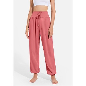 BABYYER Women's High Waisted Yoga Pants, Wide Leg Fake Drawstring Trousers, Casual Sweatpants with Pockets, Quick-Drying and Breathable - 1 of 4