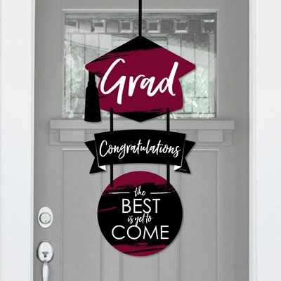 Big Dot of Happiness Maroon Grad - Best is Yet to Come - Hanging Porch  Burgundy Graduation Party Outdoor Decor - Front Door Decor - 3 Piece Sign
