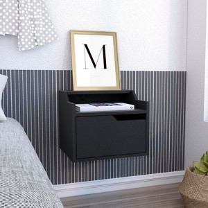 NicBex 1 Drawer Floating Nightstand with Handle Free Design,Wall Mounted Bedside Table with Top Shelf Surfaces,Modern Side Table for Bedroom - 1 of 4