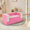 Costway Children Modular 6-Piece Combination Sofa Set with PU Leather Cover for Playroom Pink/Blue/Colorful - 2 of 4