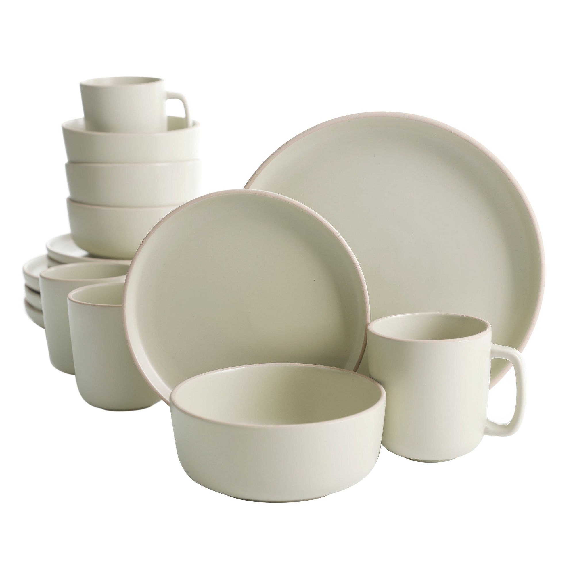 Gibson Home Zuma 16-Piece Round Matte Stoneware Dinnerware Set White