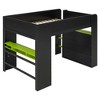 Full Size Gaming Loft Bed with Height-Adjustable Desk, Wardrobe, RGB Light & USB Port, Wood Bunk Bed - ModernLuxe - 4 of 4