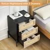3 Rattan Drawers,  Rattan Nightstand,  Sturdy Metal Legs, Modern Dresser Cabinet Organizer for Living Room, - 3 of 4