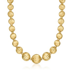 Ross-Simons Italian 18kt Gold Over Sterling Graduated Fluted-Bead Necklace Size 18 - 1 of 4