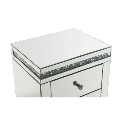 Noralie Glam Mirrored Accent Table with Faux Diamond Inlays