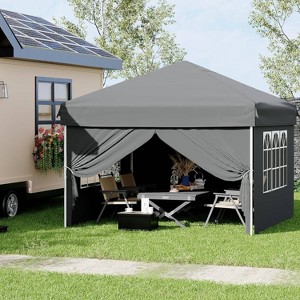 GustoWave Portable Outdoor 10x10 Pop Up Canopy Tent with 4 Waterproof Sidewalls for Camping - 1 of 4