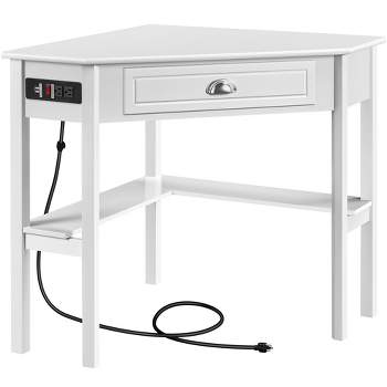 Yaheetech Corner Computer Desk Workstation with Power Outlet