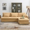 87''x61'' 4-Seat L-Shaped Corduroy Sofa with Reversible Chaise, Skirted Base, Convertible Sectional Couch - 3 of 4