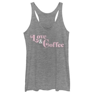 Women's CHIN UP Love and Coffee Racerback Tank Top - 1 of 3