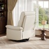 Power Recliner Chair, PU Leather Swivel Rocker Recliner with USB Ports, Upholstered Nursery Glider Reclining Sofa Chair - 3 of 4