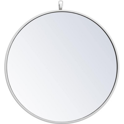 Elegant Lighting Metal frame round mirror with decorative hook 21 inch in White