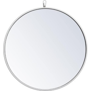 Elegant Lighting Metal frame round mirror with decorative hook 21 inch in White - 1 of 4