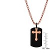 Steeltime 24" Men's 18k rose gold plated stainless steel double cross and black ip dog tag pendant necklace - 3 of 4