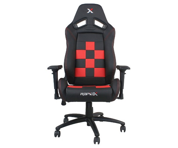 Finish Line Red on Black Checkered Flag Pattern Gaming and Lifestyle Chair by RapidX