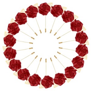 Unique Bargains Wedding Golden Leaf Rose Flower Lapel Pins for Men Suits 18 Pcs - 1 of 4