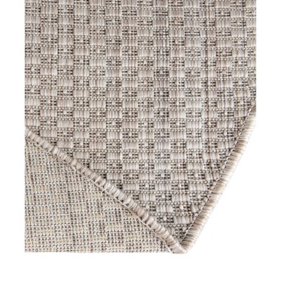 Beige Oval Synthetic Outdoor Stain-Resistant Area Rug