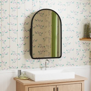 Spassway 36"H*24"W Arch Wood Medicine Cabinet with Adjustable Shelves Recessed Wall Cabinet Wall Mounted Bathroom Storage Cabinet with Mirror - 1 of 4