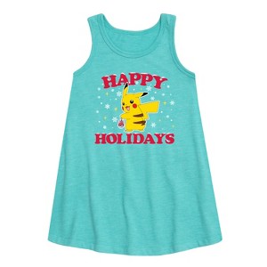 - Pokémon - Happy Holidays Graphic Sleeveless Aline Dress - 1 of 3