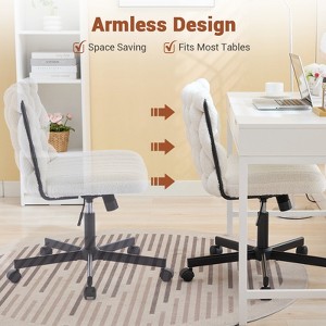 Criss Cross Chair with Wheels, Wide Seat Home Office Desk Chair, Armless Swivel Makeup Vanity Chair, Computer Task Chair for Home Office, White - 1 of 4