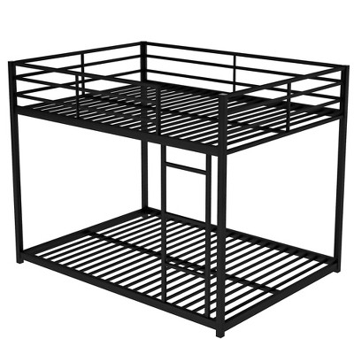 NicBex Metal Bunk Bed,Low Loft Bed with Ladder for Kids Teens Adults,Silver/Black/White