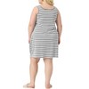 Agnes Orinda Women's Plus Size Sleeveless Soft Round with Pockets Stripe Nightgowns - 4 of 4