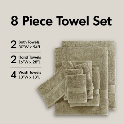100% Cotton Solid Color Heavyweight Bath Towel Set, Anti-Microbial Certified Highly Absorbent Plushy Bath Towel