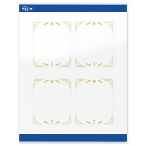 Avery Labels, 4" x 3-1/3", Gold-White Christmas Trees, Glossy, 40ct - 1 of 4