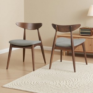 KWPZQEB Fabric with Oak Finish Dining Chairs Set of 2, Dining Chairs with Ergonomic Back & Upholstered, Kitchen Chairs for Dining Room - 1 of 4