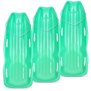 Slippery Racer Downhill Xtreme Flexible Adults and Kids Plastic Toboggan Snow Sled for 2 Riders with Pull Rope (3 Pack) - 1 of 4