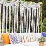 1pc 40"x84" Light Filtering Boho Macrame Textured Indoor/Outdoor Curtain Panel White - Lush Décor