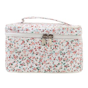 Unique Bargains Women's Flower Square Travel Cosmetic Bag 1 Pc - 1 of 3