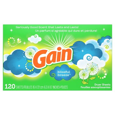 Gain Fabric Softener Dryer Sheets, Blissful Breeze, 120 count
