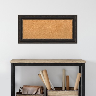 Natural Cork Board with Bronze Beaded Frame, 39" x 22"