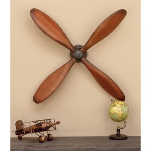 Metal Airplane Propeller Wall Decor, 4-Blade Iron Sculpture - Olivia & May - 1 of 4