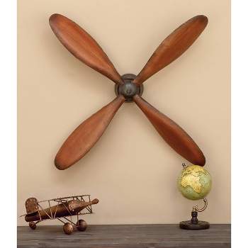 Metal Airplane Propeller 4 Blade Wall Decor with Aviation Detailing - Olivia & May