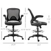 NicBex Adjustable Height Mesh Drafting Office Chair with Lumbar Support,Flip-up Armrests,Footrest Ring for Work Study,Black - 3 of 4