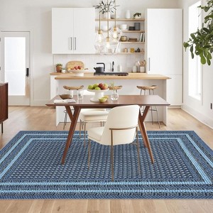 Washable Braided Printed Area Rug, Non Slip Low Pile Foldable Carpet, Soft Thin Stain Resistant Mat for Living Room Bedroom Kitchen - 1 of 4