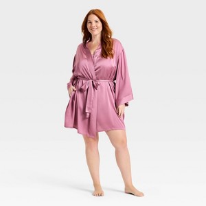 Women's Short Satin Robe - Auden™ - 1 of 3