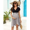 YesFashion Women's Summer Maternity Dress Casual Short Sleeve High Waist Ruffle A Line Dress with Belt for Photoshop Baby Shower - 4 of 4