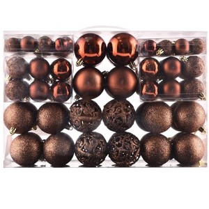 Aoibox Christmas Balls Ornaments Set 100pcs Shatterproof Decor Matte Shiny Glitter Hollow 3cm 4cm 6cm Holiday Tree Indoor - 1 of 4