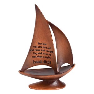 Dicksons SBR-4 They That Wait Shall Renew Their Strength Woodgrain 8.5 x 5.2 Resin Decorative Collectible Figurine Sailboat Statue - 1 of 1