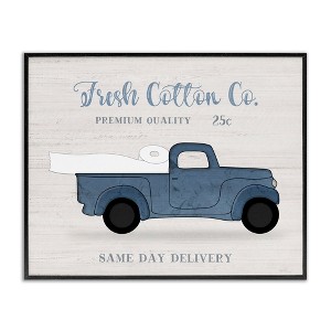 Stupell Industries Fresh Cotton Co. Vintage Blue Truck Toilet Paper Black Framed Giclee Art - 1 of 4