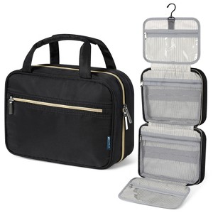 PAVILIA Hanging Toiletry Bag Travel Women Men, Foldable Cosmetic Organizer, Water Resistant Makeup Accessories Essentials Kit - 1 of 4