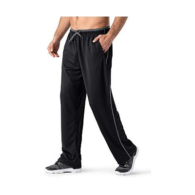 Lomsoe Men's Lightweight Sweatpants Loose Fit Open Bottom Mesh Athletic Pants with Zipper Pockets