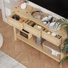 ChicFurnit Decorative Storage Cabinet Rattan Console Table with 3 Drawers for Entryway or Living Room, Wood, 46.1"*11.8"*32.1" - 4 of 4