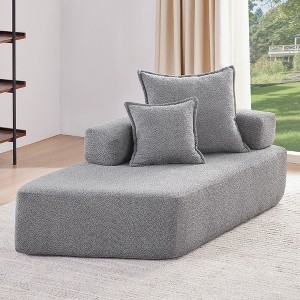 YOOCOZZ Sponge Sectional Compressed Sofa with Armrest, Backrest and Legless Design - Grey - 1 of 4