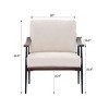 Kumasinova Modern Accent Chair,Linen Fabric Arm Chair with Wood Armrests,Comfy Chair for Living Room,Bedroom,Home Office,White - 2 of 4