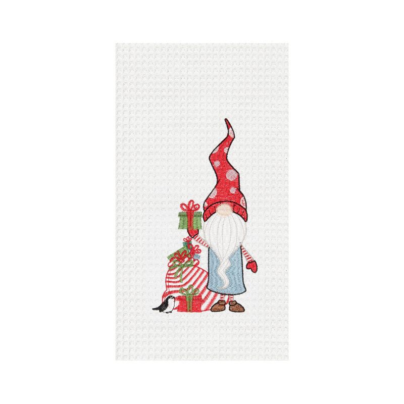 C&F Home 27" x 18" Christmas Holiday Gnome with Presents Gifts Embroidered & Waffle Weave Cotton Kitchen Dish Towel, 1 of 3