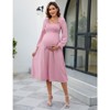 Coolmee Womens Summer Maternity Photoshoot Dress Smocked Baby Shower Dress Ruffle Sleeve Maternity Clothes Small Pink Purple Mauve - 3 of 4